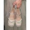 Plataforma Impermeável 2025 Sapatos Mary Jane Sapatos de Dama de Honra Confortáveis Sapatos Solteiros Perolados Rasos com Salto Grosso Salto Alto