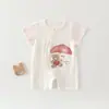 Boa Noite Ursinho Macacão Bebê Roupa de Verão Algodão Puro Sem Costura Roupa de Ar Condicionado Recém-nascido Fino Manga Curta Macacão
