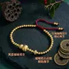 Pulseira de Fio Vermelho Pequeno Cabacinho Cor Conservada Banhada a Ouro 24K Acessório de Mão Tecido Personalizado Retrô