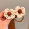 Faixa de cabelo infantil, laço de flor de café com leite, corda de cabelo para meninas, elástico alto, corda de cabelo para meninas