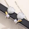 Pendientes de flores de perla fresca estilo Mori Pendientes de flores rosas y amarillas Pendientes pastorales de primavera y verano