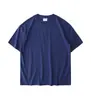 Camiseta de Manga Curta Gola Redonda Caída Pesada 240g Fio Duplo 26 Fios para Homens e Mulheres, Cor Sólida Oversized Manga Meia-Manga Camiseta Básica, Impressão Personalizável
