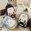 Mochila nueva de gran capacidad, elegante, estilo japonés con bloques de color, para estudiantes de secundaria y preparatoria, mochila para computadora simple y versátil