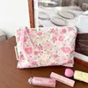 Estilo Ins Bolsita de Maquillaje con Cremallera Floral de Primavera Bolsa de Artículos de Tocador de Perro Lindo Bolsa de Almacenamiento Portátil Bolsa Interior