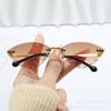 Nuevas gafas de sol de ojo de gato con diamantes sin marco para niños y niñas, gafas de sol decorativas personalizadas de viaje, gafas de sol exageradas