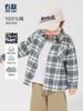 Camisa de Algodão Puro de Manga Longa para Meninos, Estilo Outono e Primavera Roupas Infantis, Camisa Xadrez Infantil, Blusa de Outono, Tendência