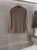 Camiseta Masculina BORBOTIE 2026 Outono/Inverno Nova Moda LP Gola Henley Botões de Lã Gola Alta Suéter