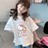 Camiseta de Algodão Puro Manga Curta para Meninas Verão 2026 Novo Estilo Infantil Manga Meia-Manga Base Top Estiloso Estampado de Desenho Animado