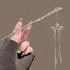 Grampo de Cabelo em Forma de Leque de Bambu com Tassel de Borboleta, Grampo de Cabelo de Alto Padrão Estilo Chinês, Acessório para Hanfu, Grampo de Cabelo para Mulheres, Ornamento de Cabelo