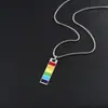 Collar para Hombre Colgante Rectangular Arcoíris de Seis Colores Cadena de Lana Celebridad de Internet para Mujer Simple Elegante Hip-Hop Accesorios de Acero Inoxidable