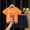 Nuevo Conjunto de Manga Corta para Niños Niños Algodón Puro Shorts de Verano Comercio Exterior Camiseta para Niñas Ropa para Niños Conjunto de Dos Piezas