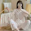 Comércio Exterior Atacado Pijamas para Mulheres Verão Novo Conjunto de Três Peças Manga Curta Shorts Calça Doce Estilo Ins Fofo Roupas para Casa