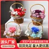 Flor de jabón de rosa simulada, Flor inmortal, Cesta tejida con flores de gypsophila, Cesta de mano, Accesorios para regalos de recuerdo, Venta al por mayor transfronteriza