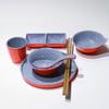 Ruoxuan melamina bicolor tipo porcelana vajilla para restaurante de hotpot plato para barbacoa de mesa plato para barbacoa de res tazón para verduras cubo para condimentos