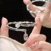 Nueva pulsera abierta de bambú y loto estilo chino para mujer, pulsera de seguridad colgante moderna estilo nacional retro ins para novias