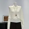 Otoño/Invierno 2026 Nuevo Suéter de Punto de Alta Gama Capa Chal con Top Simple de Manga Larga Conjunto de Dos Piezas de Punto Ropa para Mujer