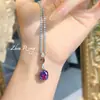 Moderna Cadena Colgante de Lujo Ligero Paraíba Aretes de Botón con Diamantes de Alto Carbono y Diamantes de Colores Anillo Abierto de Diamantes de Colores