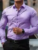 Camisa de Hombre Elástica Transfronteriza para Hombre 2026 Manga Larga Botones Corte Ajustado Tallas Grandes