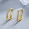 Hebilla de Oreja Rectangular de Temperamento Sentido de Diseño de Celebridad de Internet Minimalista Ins Moda Fría Montar Diamante Circonita Hebilla de Oreja Geométrica