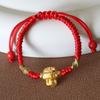 Pulseira de Corda Vermelha para Bebê Mulheres Grávidas Madeira de Pessegueiro Areia 12 Signos Pulseira de Mão Joia Pulseira de Casal Unissex
