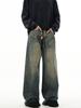 Primavera Nuevo Retro Lavado Jeans de Hombre Americano Cleanfit Recto Pierna Ancha Vintage Pantalones Sueltos