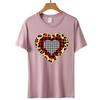 2021wish Cross-border Dia dos Namorados Fornecimento Leopard Love Pattern Estampado Pullover Solto Camiseta Feminina de manga curta