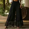 Transfronteiriço 2026 Estilo Europeu e Americano Algodão-Linho Imitação Cor Sólida Renda Casual Calça de Perna Larga Marca Tendência Amazon Vendedor Quente Aliexpress
