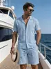 2026 Conjunto de Camisa de Lino de Manga Corta de Amazon Camisa de Cardigan Casual Holgada de Verano de Algodón y Lino en Stock