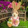 Adornos de Conejo Tejidos de Paja para Creación de Entorno en Jardín de Infancia, Rincón de Plantas, Decoración del Hogar con Temática de Bosque, Sala de Estar, Escaparate, Decoraciones de Boda, Accesorios para Fotografía