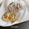 Pendientes Geométricos Irregulares Exagerados de Plata Bañada en Oro Real Pendientes de Moda Europeos y Americanos Sentido de Lujo Ligero de Alta Gama
