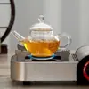 Tetera de Vidrio Resistente al Calor para Infusiones de Borosilicato Alto Tetera de Vidrio con Flor para Uso Doméstico de Pequeña Capacidad con Filtro Interior