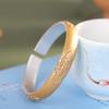 Produto Autêntico de Prata: Pulseira Flor de Peônia Enriquecida com Ouro Método Antigo Prata Pura 999.9, Nova Moda Estilo Chinês Pulseira Aberta de Luxo Leve