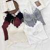Camisola de Encaje Estilo Coreano Nueva de Primavera y Verano para Mujer con Diseño Calado, Almohadillas en el Pecho, Top de Tirantes Adelgazante con Cuello en V
