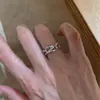 Nuevo Anillo de Perla Plateada Rota de Diseño de Nicho Simple Anillo Ajustable Versátil de Moda para Mujer Venta al por Mayor