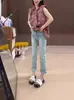 Jeans de Pierna Recta para Mujer 2024 Nuevo Verano Aspecto Adelgazante Pantalones Cigarrillo de Nueve Puntos Talla Grande Delgados que Cubren la Carne Pantalones de Lápiz
