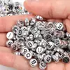 4 6 7 10 mm cuentas sueltas acrílicas cuentas con letras en inglés cuentas planas hechas a mano diy accesorios de joyería con cuentas pulsera