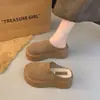 Zapatos Birkenstock de suela gruesa para mujer, calzado para exteriores, novedades Otoño/Invierno 2026, sin cordones, puntera cerrada, media zapatilla, zapatos cómodos, con forro de felpa, pantuflas peludas