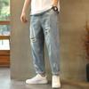 Pantalones estilo Hong Kong, moda de verano para hombre, pantalones cortos finos, vaqueros rotos de marca de moda, pantalones rectos sueltos nuevos para hombre