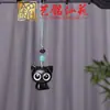 Colgante de Cadena para Teléfono Gato Estrella de Ojos Grandes de Sándalo Verde, Yiming Xianyuan Creativo Lindo Juguete de Gato de Madera Maciza Accesorio para Bolsas