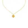 Pingente Tendência Ouro Areia Vietnamita, Pingente Flor de Zircônio Escovado Retrô, Design Feminino, Joia Duradoura