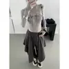 Foto real de la nueva camiseta de manga larga con capucha y estampado de chica hot vintage de otoño para mujer, top de una pieza ajustado 18046