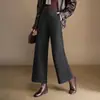 Pantalones de pierna ancha de mezcla de lana a la moda para mujer, nueva colección otoño/invierno 2026, de cintura alta, que cubren la cadera, de pierna recta, elegantes y casuales