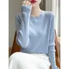 Camiseta Básica Redonda com Pedraria Pesada para Mulheres, Suéter Pulôver de Manga Longa, Nova Malha Fina 2026 Roupa Íntima Modeladora