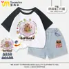 Camiseta Raglan com Lantejoulas Kapibala 2025 Novo Estilo de Verão para Meninas Tamanho Médio e Grande Conjunto de Duas Peças de Algodão Puro com Manga Curta