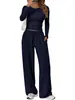 Amazon 2026 Nuevo Conjunto Casual de Moda Transfronterizo Europeo y Americano Ropa Deportiva Yoga Otoño Invierno Color Sólido Cuello Redondo Manga Larga Conjunto para Mujer