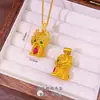 Collar Colgante de Unicornio de Resina Chapado en Oro Antiguo Auspicioso para Mujeres, Mismo Estilo que en Tiendas de Oro, con Diamantes, Joyería de Colgante de Bestia Mítica que Atrae la Fortuna