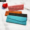 Caja triangular plegable para gafas al por mayor de fábrica, juego de caja de PU para gafas de sol. Cartera de cuero caja de almacenamiento para gafas