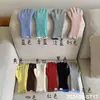 Guantes de Punto Mezcla de Lana con Borde Contrastante Invierno a Prueba de Frío Terciopelo de Conejo Lana Dedos Divididos Muñeca Larga y Ancha