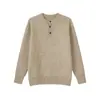 Mtlclothes Suéter de Punto para Hombre con Cuello Henry, Jersey Sencillo de Color Puro, Cálido, Casual, Básico, Versátil, Moderno