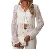 Suéter Feminino 2026 com Toque de Luxo, Novo Estilo Coreano de Verão, Gola V Solto de Renda, Roupa com Proteção Solar para Mulheres, Renda Vazada Rejuvenescedora
